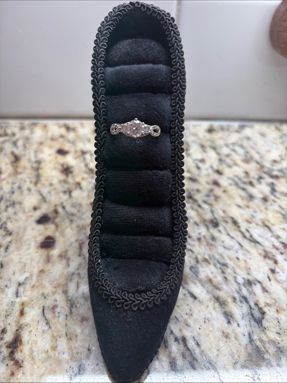 Embellished Silver Crystal Ring Size 7